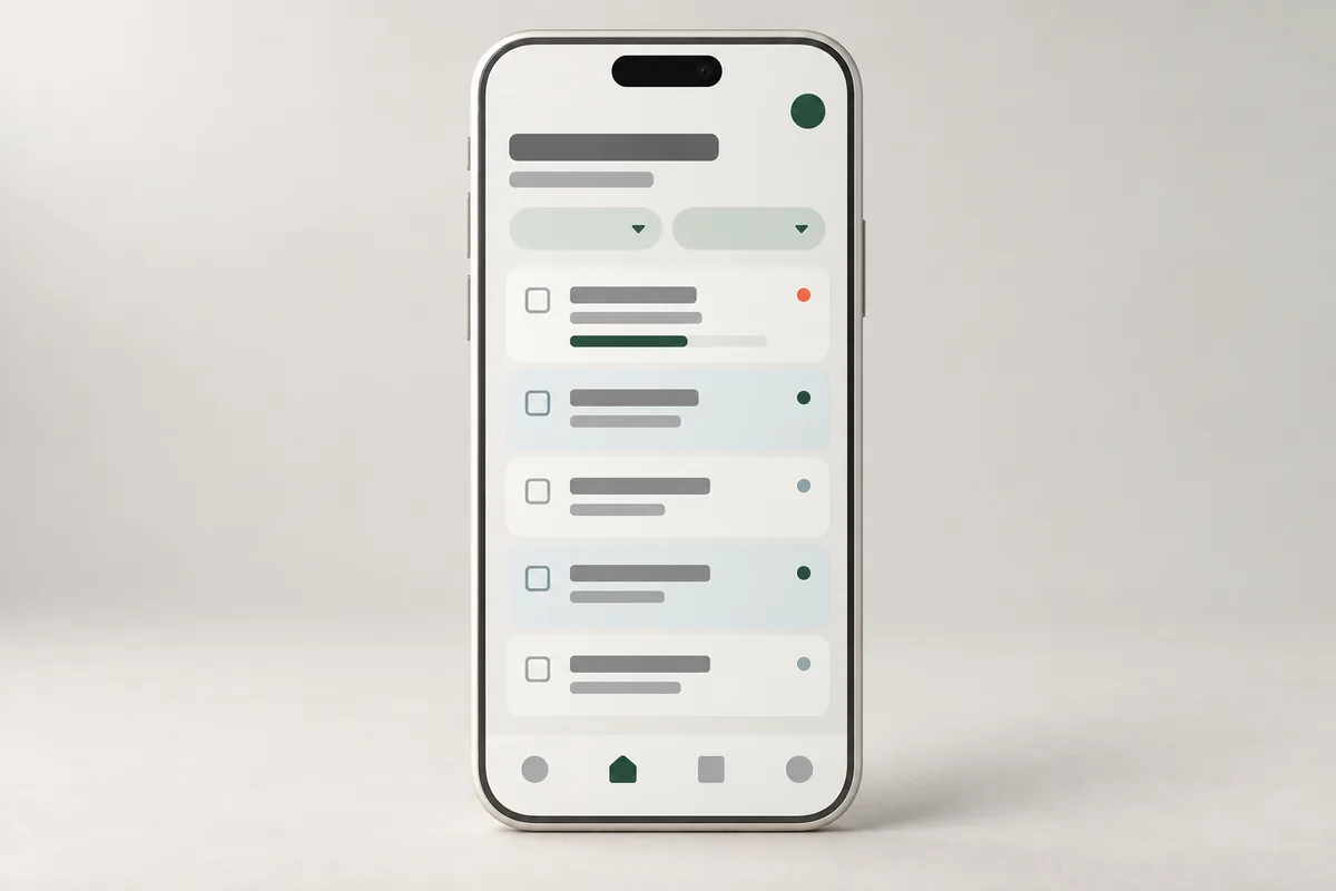 Концепт мобильного экрана CRM